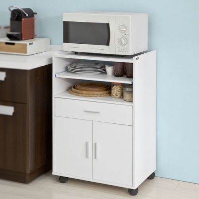 SOBUY FSB09-W Desserte Micro-Onde &agrave; roulettes Meuble de Rangement Cuisine