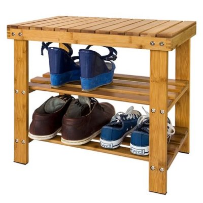 FSR02-K-N Etag&egrave;re &agrave; chaussures, Banquette en bambou haute de gamme