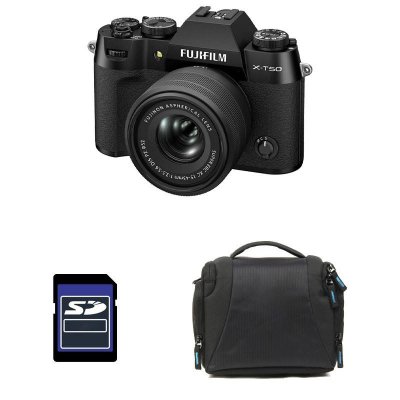 FUJIFILM  appareil photo hybride x-t50 noir + 15-45 + sac + carte sd 8 go 