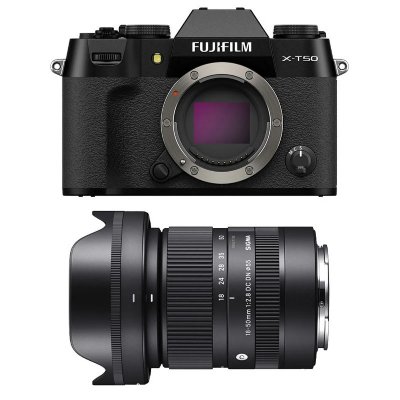 FUJIFILM  appareil photo hybride x-t50 noir + sigma 18-50 