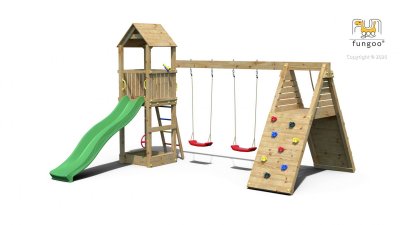 FUNGOO  Aire de Jeux avec Portique en Bois de Pin Trait&eacute;  Fleppi