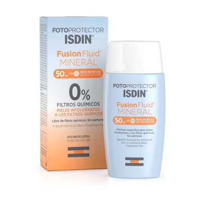 ISDIN FUSION FLUID MINERAL PHOTOPROTECTOR 0% filtres chimiques SPF50+ 50 ml