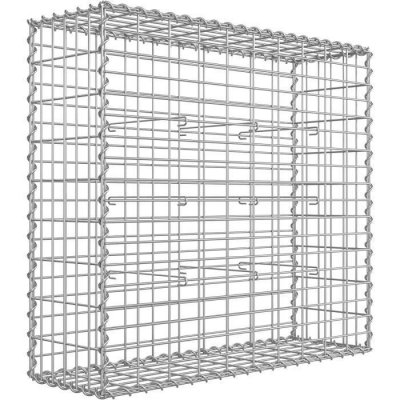 SONGMICS Gabion pierre 100 &times; 90 &times; 30 cm Colonne Banc de jardin mur en pierre galvanis&eacute; GGB193 