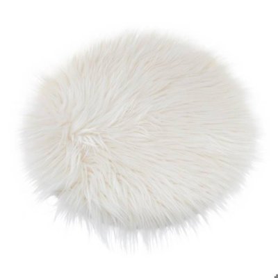 ATMOSPHERA Galette de chaise imitation fausse fourrure - D 32 cm - Blanc