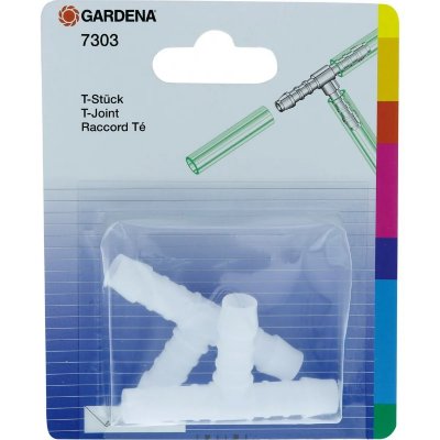 GARDENA  Raccord de tuyaux en T, 10 mm, 2 pi&egrave;ces - 07303-20