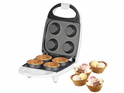 ROSENSTEIN & SOHNE Gaufrier Pour 4 Mini-Coupelles &Agrave; Glace En Gaufrette - 520 W