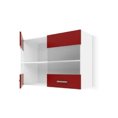 G&eacute;n&eacute;rique Ultra Meuble Haut vitre de Cuisine L 80 cm - Rouge Mat