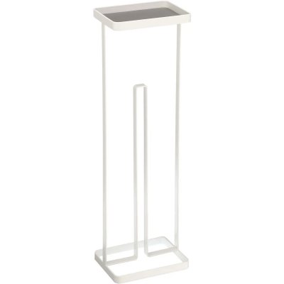 YAMAZAKI GERSON Porte rouleau papier avec plateau - 16x12x54 cm - M&eacute;tal blanc