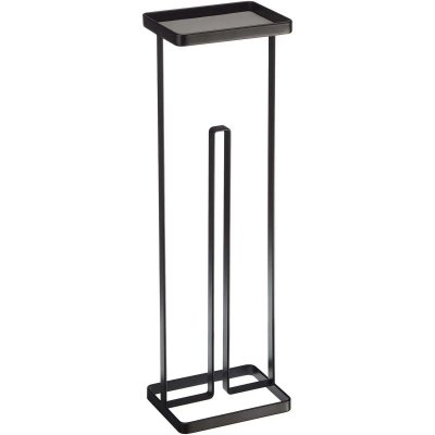 YAMAZAKI GERSON Porte rouleau papier avec plateau - 16x12x54 cm - M&eacute;tal noir