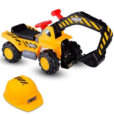  Giantex excavatrice tracteur jouet pour enfant porteur de quatre pneus vocal avec casque de s&eacute;curit&eacute;