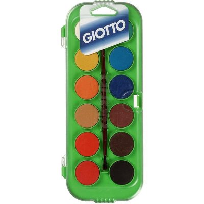 GIOTTO  Bo&icirc;te de 12 Pastilles de gouache + Pinceau - 30 mm