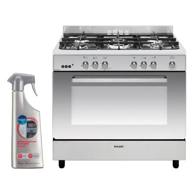 GLEM  Cuisini&egrave;re Piano de cuisson 5 foyers br&ucirc;leurs gaz inox 90x60cm Four Catalyse Gazini&egrave;re 104L