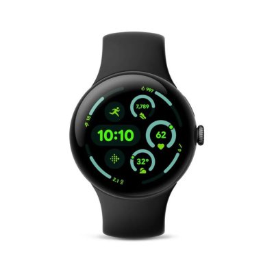 GOOGLE  Pixel Watch 3 (45 mm) &mdash; Bo&icirc;tier Noir Mat &mdash; Bracelet Noir Volcanique &mdash; Wi-FI