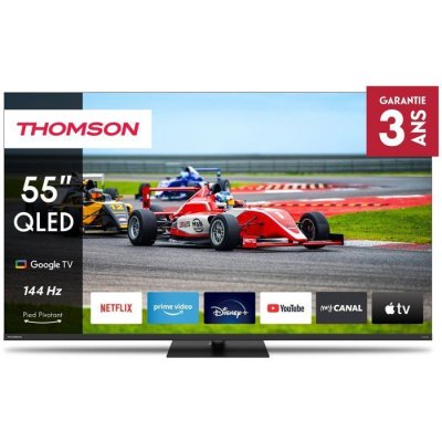 THOMSON Google TV 55"" QLED Pro avec pied central rotatif, 144Hz 140cm 2024