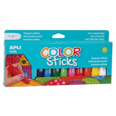 APLI Gouache solide Color Sticks  12 couleurs