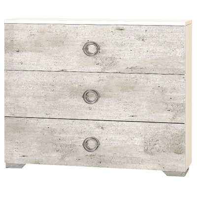 GOYA - Commode 3 Tiroirs avec Poign&eacute;es Chrom&eacute;es - Blanc