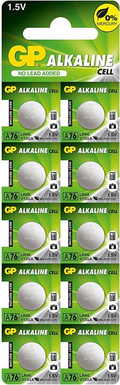 GP  A76 Pack de 10 piles bouton Alcalines AG13, LR 44 1,5 V 