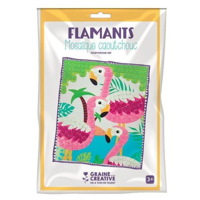 GRAINE CREATIVE ON A TOUS DU TALENT Graine cr&eacute;ative Kit mosa&iuml;que caoutchouc souple Flamant - Lot de 7
