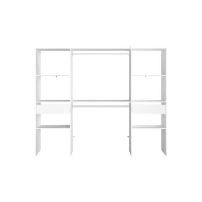 Grand dressing blanc avec 2 penderies, 6 &eacute;tag&egrave;res et 2 tiroirs blanc