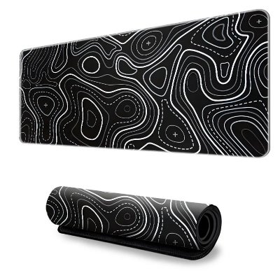 INF Grand tapis de souris &middot; Tapis de bureau avec motif topographique Black M - Neuf
