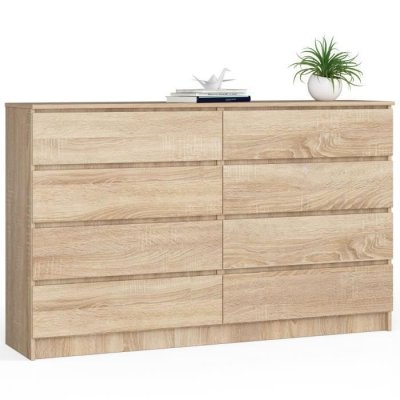 Grande Commode pour le salon K160 Ch&ecirc;ne Sonoma 160 cm 8 tiroirs fa&ccedil;ade Ch&ecirc;ne Sonoma 160x40x99 cm