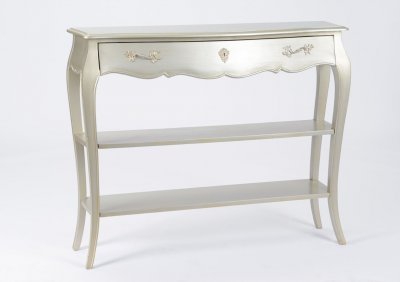 Grande console argent&eacute;e 1 tiroir et 2 niveaux murano 110x30