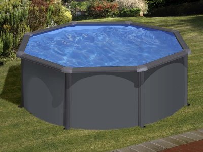 GRE  Piscine acier Gr&eacute; ronde Louko &Oslash; 320 x 122 cm - Filtre &agrave; sable