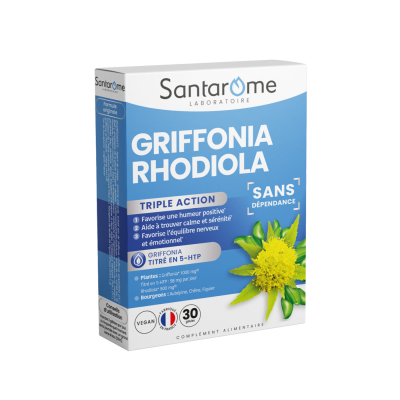 Griffonia Rhodiola 30 g&eacute;lules Equilibre &eacute;motionnel Santarome
