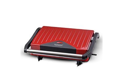 TECHWOOD Grill viande burger et panini rouge 750 watts - plaques anti-adh&eacute;sive