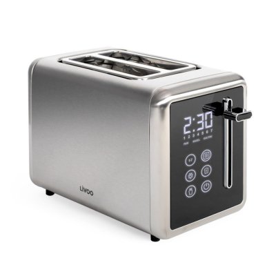 LIVOO Grille-pain digital DOD205 2 fentes larges 3,5 cm 850 W Panneau de contr&ocirc;le tactile Gris