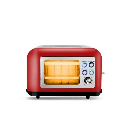 KITCHENCOOK Grille Pain Double Fente Avec Fenetre Toasteo Glass Red  
