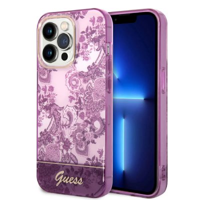 GUESS  Coque de t&eacute;l&eacute;phone pour iPhone 14 Pro Max en Fuchsia I