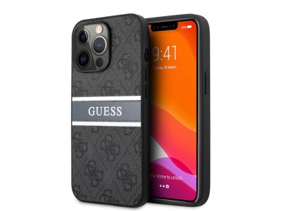 GUESS  GUHCP13L4GDGR Coque pour iPhone 13 Pro / 13 6,1"" Gris 4G Stripe
