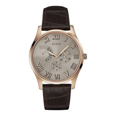 GUESS  Homme Analogique Quartz Montre avec Bracelet en Cuir W0608G1