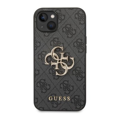 GUESS  PU 4G Metal Logo Coque iPhone 14 - Gris - GUHCP14S4GMGGR