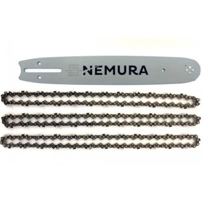 NEMURA Guide de 30cm + 3 Cha&icirc;ne de tron&ccedil;onneuse - 45 Entraineurs - Pas 3/8LP - Jauge 0.50 (1.3mm)