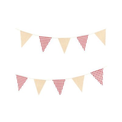  GUIRLANDE FANIONS VICHY LIN R&Eacute;TRO 2 M  Rouge