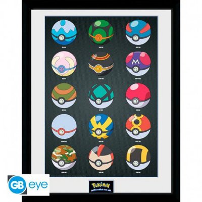 ABYSSE CORP GYE Pokemon poster encadr&eacute; Pokeballs 45 x 34 cm- - Posters et wallscr