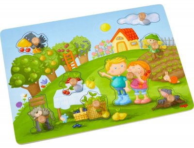 HABA  - Puzzle en bois &agrave; encastrement - Le verger - &agrave; partir de 12 mois