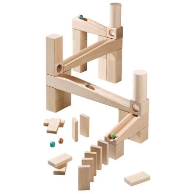 HABA  set de d&eacute;part de piste de billes en bois 45 pi&egrave;ces