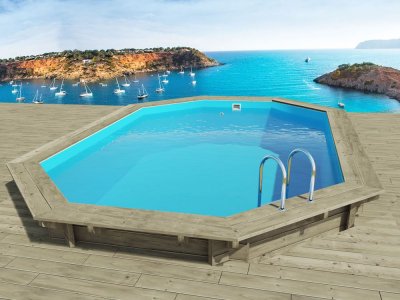 HABITAT ET JARDIN  - Piscine bois Bahia - 4.86 x 3.36 x 1.30 m