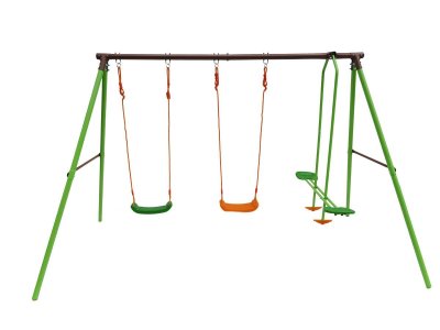 HABITAT ET JARDIN  - Portique acier Leo - 1.96m - 3 agr&egrave;s - Vert.