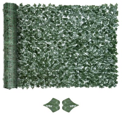 OUTSUNNY Haie artificielle brise-vue dim. 3L x 1,5H m feuillage r&eacute;aliste vert