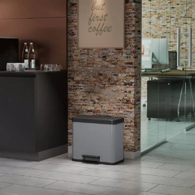 HAILO  Poubelle &agrave; p&eacute;dale Oko Trio Plus Taille L 3x9 L Argent&eacute; 0633-220