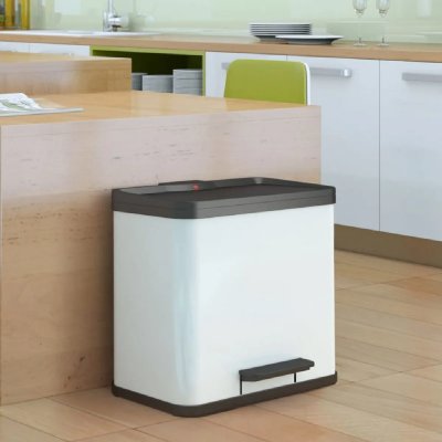 HAILO  poubelle a p&eacute;dale tri s&eacute;lectif &ouml;ko duo plus l blanc 0630-230 