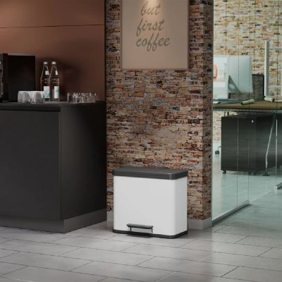 HAILO  poubelle a p&eacute;dale tri s&eacute;lectif &ouml;ko trio plus l blanc 0633-230 