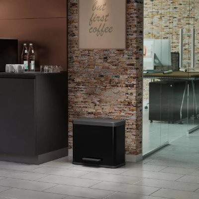 HAILO  poubelle a p&eacute;dale tri s&eacute;lectif &ouml;ko trio plus l noir 0633-260 