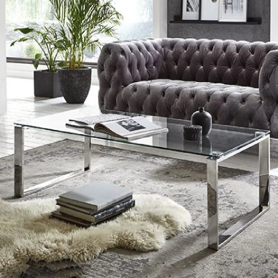 Haku M&ouml;bel Table Basse, Acier Inoxydable, L 120 X P 60 X H 40 cm