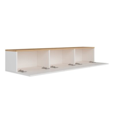 CONCEPT USINE HAL - Meuble TV suspendu avec placards 150cm blanc et bois