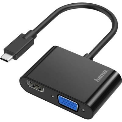 HAMA  00200313 USB-C / HDMI / VGA Adaptateur [1x USB-C&trade; m&acirc;le - 1x VGA femelle, HDMI femelle] noir